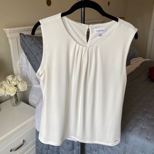 Calvin Klein Sleeveless Ivory/White Top